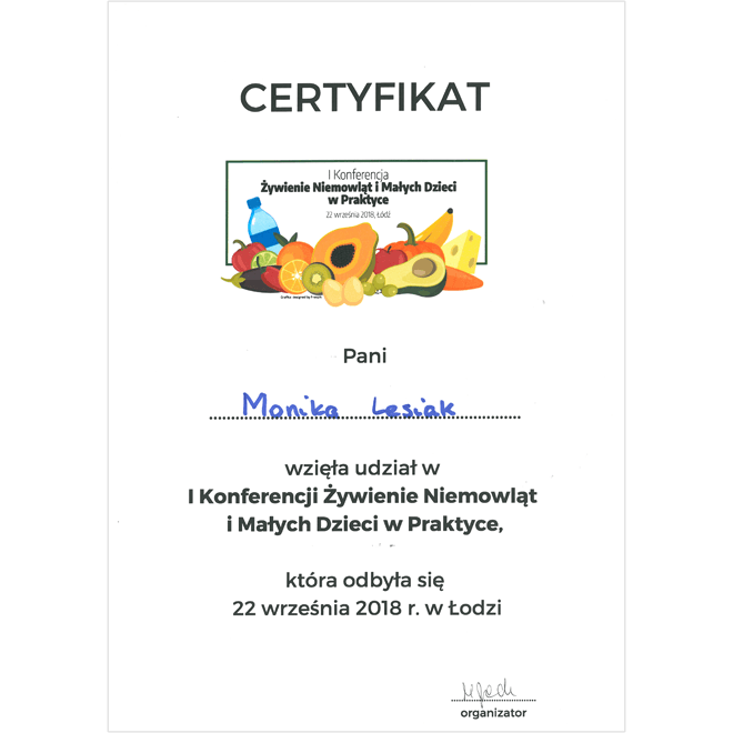 monika-lesiak-certyfikat-konferencja-niemowlat